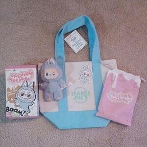 Trader Joe's Mini Blue Bag and LABUBU